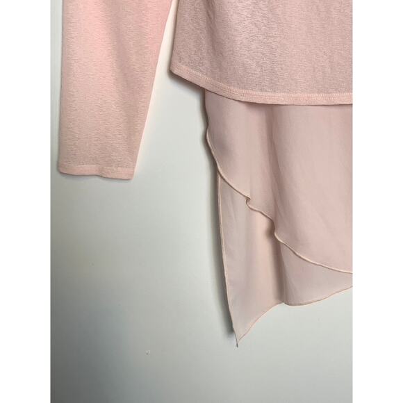 Frank Lyman Sheer Pink Hooded Tunic Top Size Small Athleisure Flowy Feminine - Picture 4 of 8